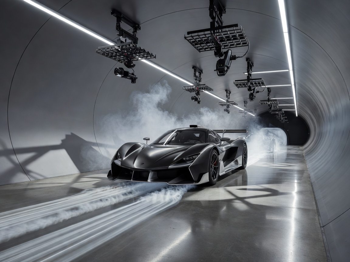 Aerodynamic wind tunnel testing of hypercar body shell